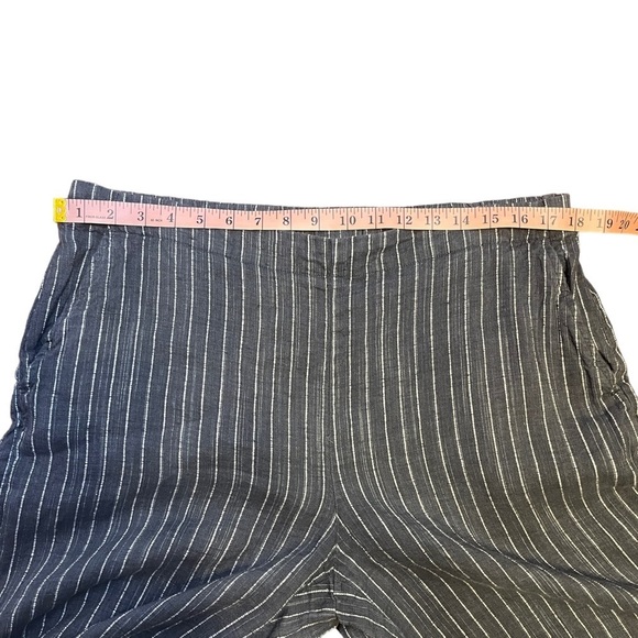 EILEEN FISHER Organic Linen Delave Pinstripe Wide Crop Pants Women's Large - Picture 7 of 10